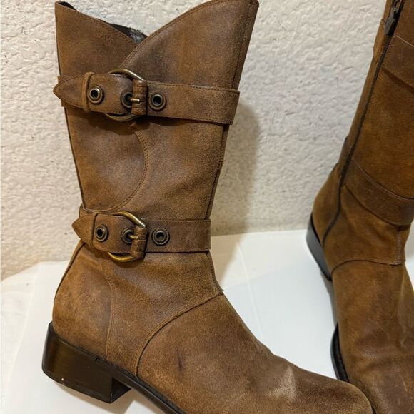 DONALD J PLINER WOMEN BOOTS BROWN SUEDE RIDING MOTORCYCLE EQUESTRIAN SIZE US 7M - Picture 5 of 16